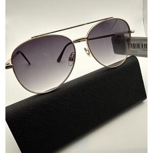 NWT West Loop GOVERNOR Sunglasses Aviator Black Frames/Lens 100% UVA-UVB